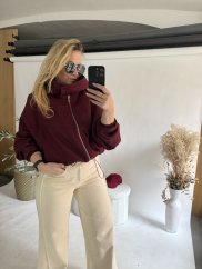 Bunda Collar s kapucí bordeaux