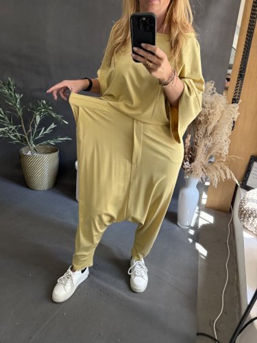 Kalhoty nasrávací Tencil-žlutá