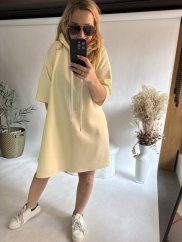 Šaty s kapucňou-neoprén nekrčivé-žlté