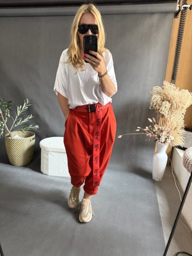 Nohavice s nižším sedom Blair-béžová postava 36-42čiervené