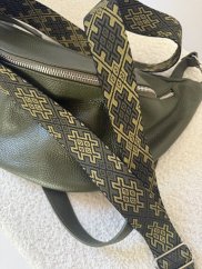 Popruh ke kabelce nebo ke Cupholder-stříbrné kování-Vzor khaki