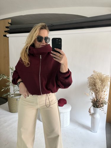 Bunda Collar s kapucí bordeaux- predobjednavka