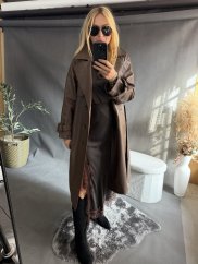 Koženkový Trenchcoat  Rosso-hnědý