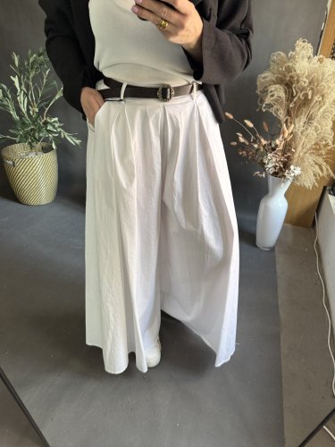 Kalhoty Pantagonna ve stylu sukně -bielé