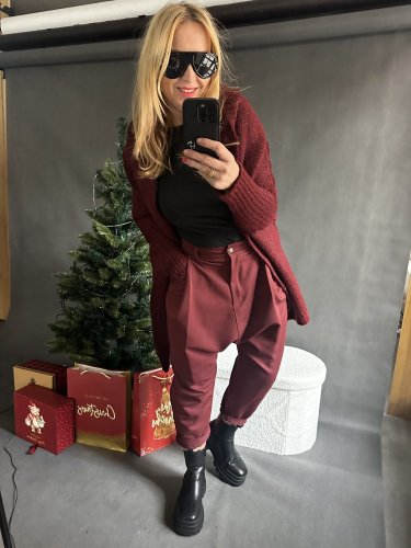 Nohavice s nižším sedom Blair-vínová -postavu 34-40