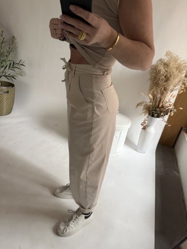 Nohavice v štýle Jeans krémové-veľkosť 36 a 38