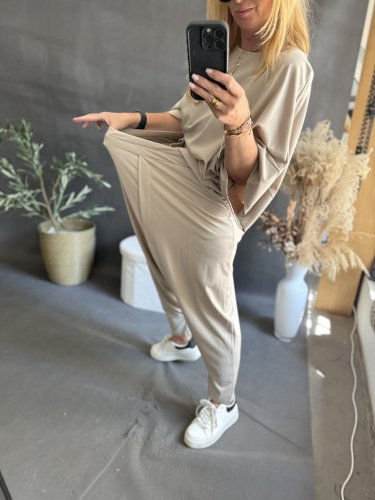 Kalhoty nasrávací Tencil-béžová