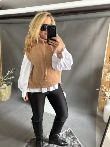 Vesta pletená Maille-cihlová