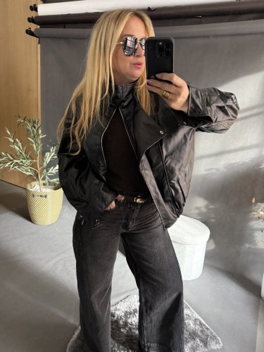 Koženková bunda límec