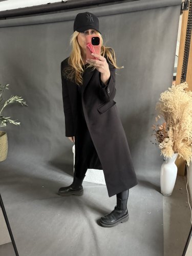 Kabát Jarní ve stylu dlouhého saka-černý