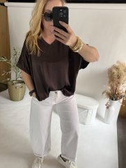 Bluza Liame-UNI SIZE na XS-XL-tmavo hnedá