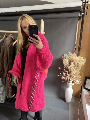 Oversize Cardigan Colours-růžový