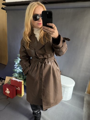 Koženkový Trenchcoat  Rosso-hnědý