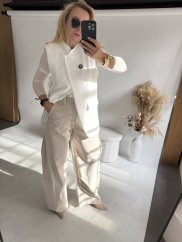 Nohavice dlhé barrel látkové-beige