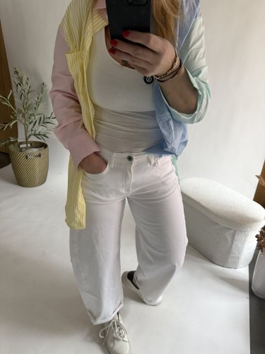 Džínsy New York--elastické, pohodlné-bílé