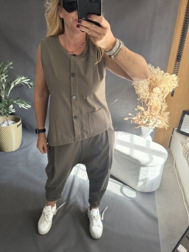 Vesta Oboustranná na zip/knoflíky SUN-khaki