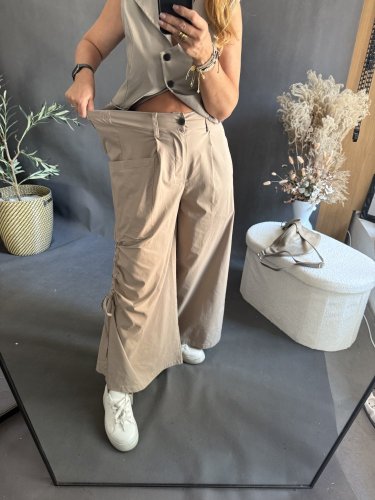 Nohavice so šnúrkou Sun béžové