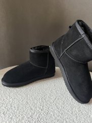 Válenky na platforme kožené-čierné-nižšia platforma