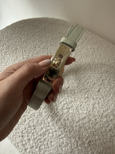 Pásek kožený posuvný se zlatou sponou-mint