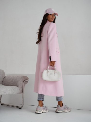 Kabát Jarní ve stylu dlouhého saka-světle růžový