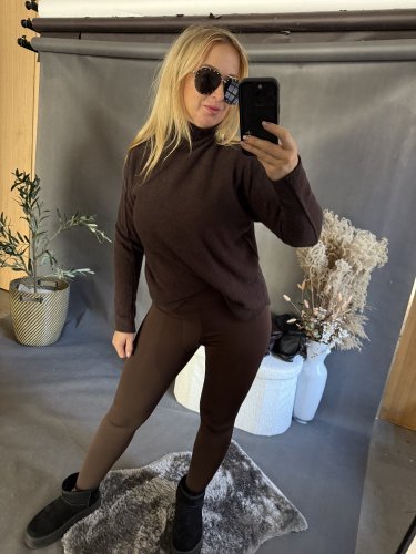 Legíny dole s pútkom-hnedé