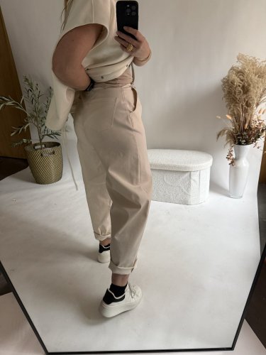 Nohavice v štýle Jeans krémové-veľkosť 36 a 38