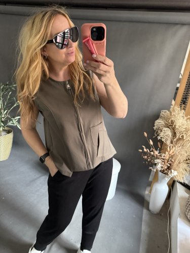 Vesta Oboustranná na zip/knoflíky SUN-khaki