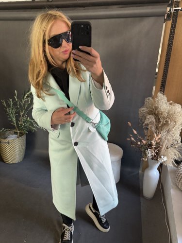 Kabát Jarní ve stylu dlouhého saka-mint-