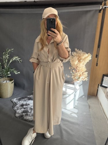 Šaty košilové dlouhé béžové