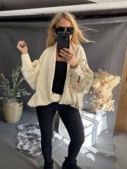 Bomber saténový Big Size krémový