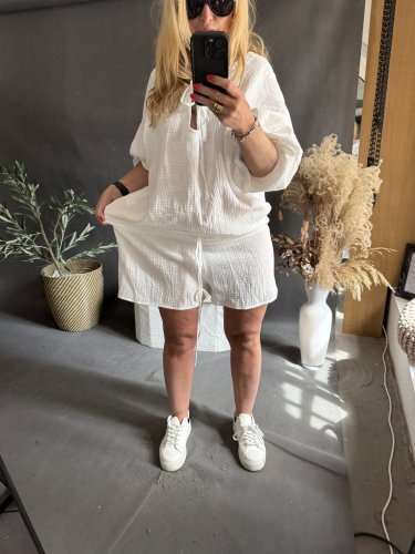 Overal mušelín Gusto-bielá