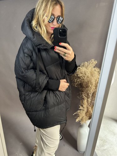 Krátká zimní bunda s kožíškem Trendy krémová-S-L