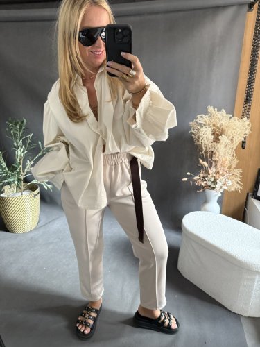 Košile oversize rukáv-béžová