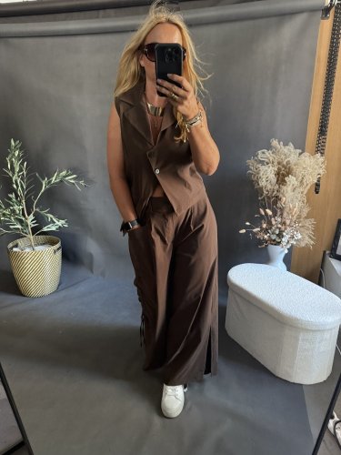 Nohavice so šnúrkou Sun hnedé