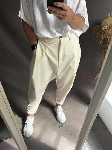 Nohavice s nižším sedom Blair-krémové postava 36-42