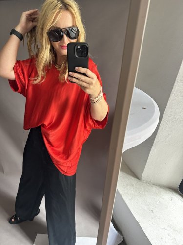 Bluza Liame-UNI SIZE na XS-XL-čiervená