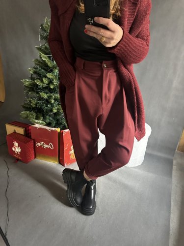 Nohavice s nižším sedom Blair-vínová -postavu 34-40