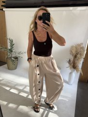 Kalhoty Button-béžové