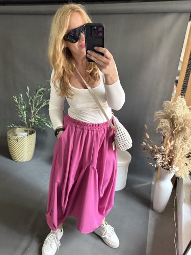 Sukně sun-působí jako kalhoty-růžová