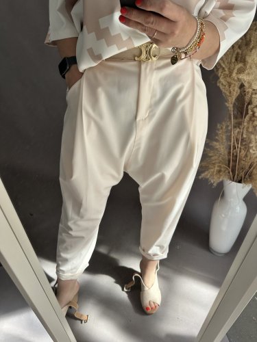Kalhoty s nižším sedem Blair-více barev postava 34-40 - barva: krémová