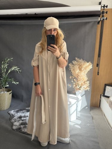 Šaty košilové dlouhé béžové