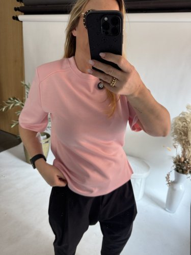 Tričko s vypchávkami Star -neoprén nekrčivý-losos