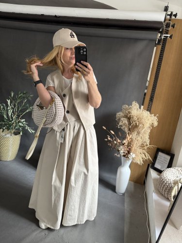 Kalhoty Pantagonna ve stylu sukně -béžové