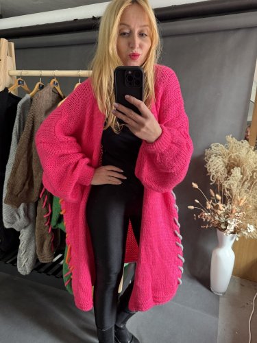 Oversize Cardigan Colours-růžový
