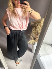Tričko Lea s vycpávky-klasické délky jen zasukované-růžové