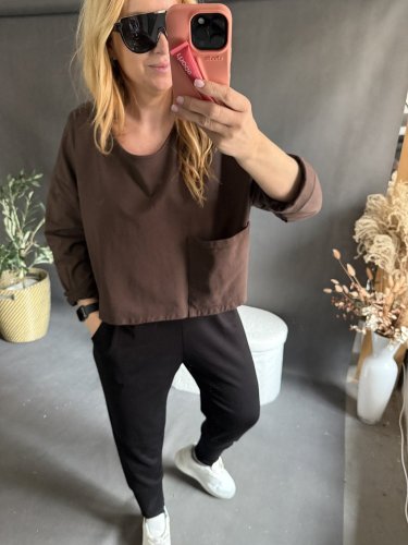 Tričko Sum s kapsou 2-hnědé