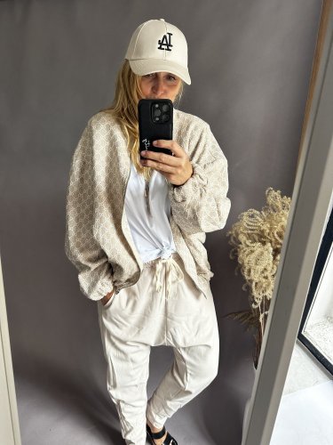 Tepláky nasrávací Velvet-béžové