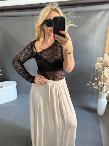 Body Krajka Lumina jeden rukáv - Velikost: M/L