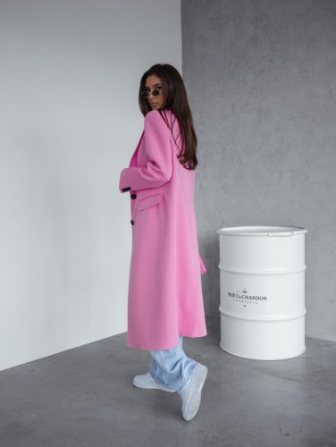 Kabát Jarní ve stylu dlouhého saka-růžový