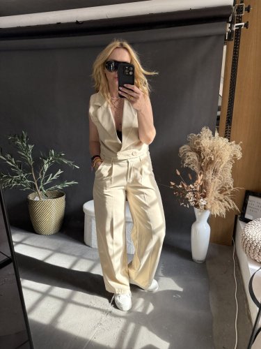 Nohavice s vestou Kirsten-béžová